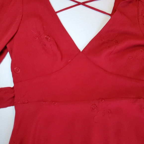 NWOT Lulus In the Meadow Backless Embroidered  Red Mini Dress Sz S - Picture 9 of 13